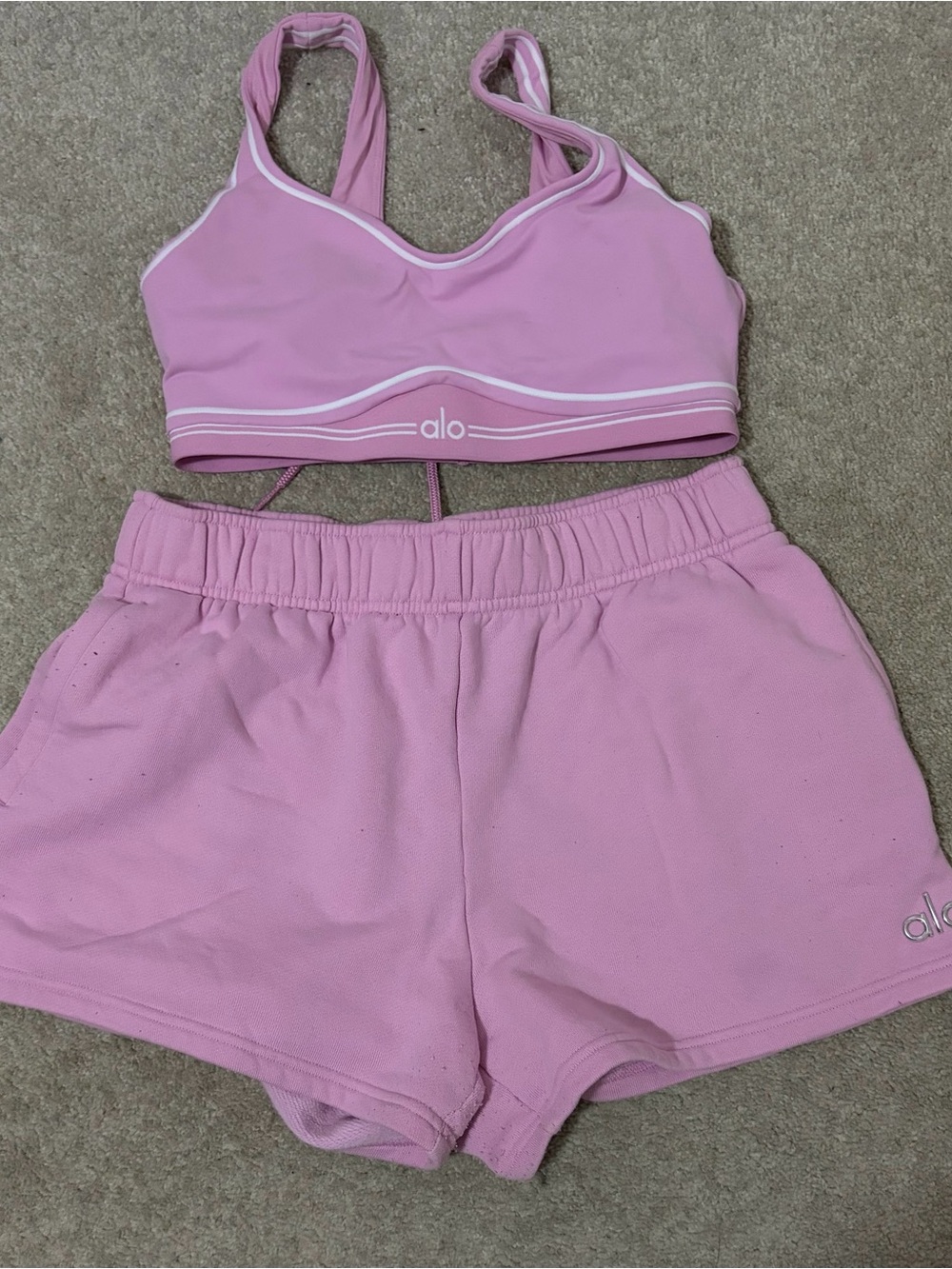 ALO Yoga Kids Pink Athletic Shorts Set
